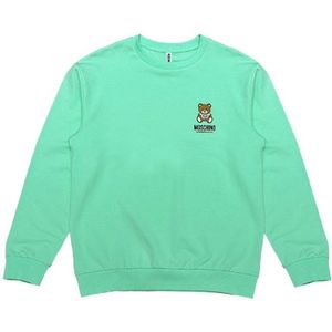 Moschino, Sweatshirts & Hoodies, Heren, Groen, L, Katoen, Groene Teddy Logo Sweatshirt