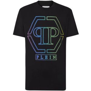 Philipp Plein, Tops, Heren, Zwart, XL, Zwarte T-shirts en Polos