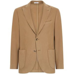 Boglioli, Jassen, Heren, Beige, 2Xl, Kasjmier, Slim-fit Cashmere K-Jacket