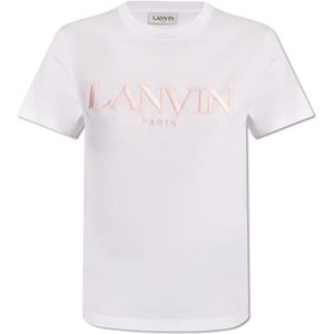 Lanvin, Tops, Dames, Wit, M, Katoen, T-shirt met logo