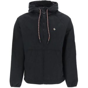 Marcelo Burlon, Geborduurd Logo Windbreaker Jas Zwart, Heren, Maat:M