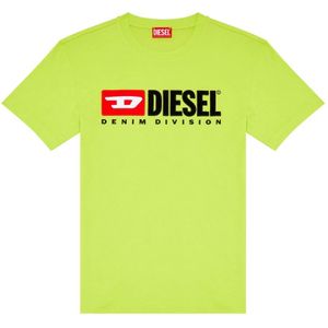 Diesel, Tops, Heren, Groen, 2Xs, Katoen, T-shirt met geborduurd logo