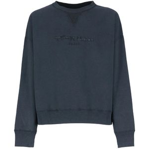 Maison Margiela, Sweatshirts & Hoodies, Heren, Blauw, S, Katoen, Blauwe Katoenen Sweatshirt met Vier Stiksels
