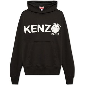 Kenzo, Sweatshirts & Hoodies, Heren, Zwart, 2Xl, Katoen, Hoodie met logo
