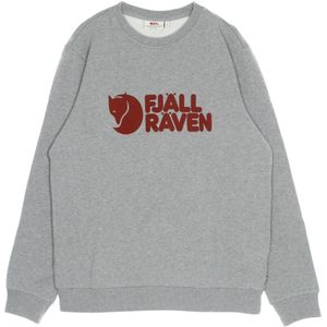 Fjällräven, Sweatshirts & Hoodies, Heren, Grijs, S, Katoen, Grijze Melange Logo Crewneck Sweatshirt