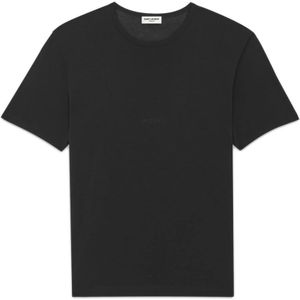 Saint Laurent, Tops, Heren, Zwart, L, Zwarte T-shirts en Polos met Borduursel