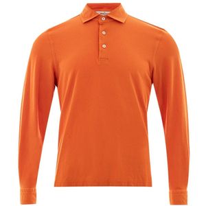 Gran Sasso, Tops, Heren, Oranje, L, Katoen, Lange Mouw Piqué Polo Shirt