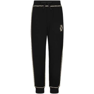 Dolce & Gabbana, Broeken, Heren, Zwart, M, Katoen, Zwarte Logo Print Katoenen Trainingsbroek