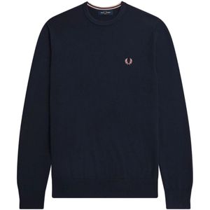 Fred Perry, Blauwe Gebreide Kleding met Geborduurd Logo Blauw, Heren, Maat:XL