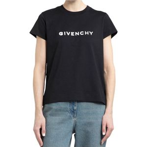 Givenchy, Tops, Dames, Zwart, M, Katoen, Slim Fit Korte Mouw T-Shirt