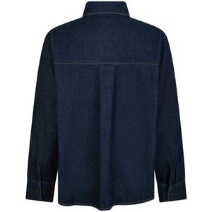 Neo Noir, Blouses & Shirts, Dames, Blauw, M, Denim, Donkerblauwe Denim Overhemd