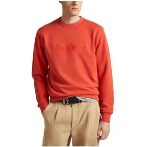 Pepe Jeans, Sweatshirts & Hoodies, Heren, Oranje, L, Katoen, Moderne Crew Sweatshirt