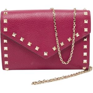 Valentino Vintage, Tweedehands leren portemonnees Roze, Dames, Maat:ONE Size