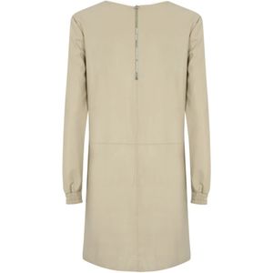 Max Mara, Kleedjes, Dames, Beige, M, Polyester, Korte Jersey Jurk Lange Mouwen