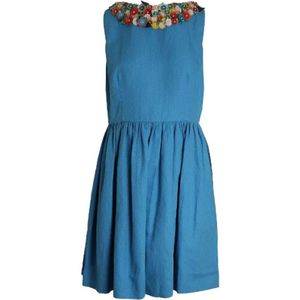Valentino Vintage, Pre-owned, Dames, Blauw, L, Katoen, Pre-owned Cotton dresses