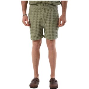 Oas, Korte broeken, Heren, Groen, XL, Katoen, Katoenen Bermuda Shorts met Trekkoord Taille