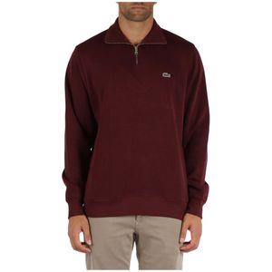 Lacoste, Truien, Heren, Rood, S, Katoen, Katoenen Classic Fit Sweater met Voorlogo Patch