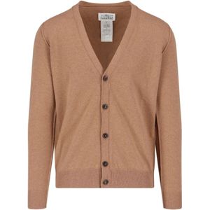 Maison Margiela, Truien, Heren, Bruin, M, Beige Cardigan, Blijf gezellig en stijlvol