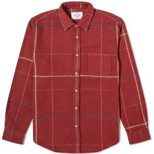 Portuguese Flannel, Bordeaux Geruite Overhemd Rood, Heren, Maat:S
