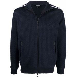 Giorgio Armani, Sweatshirts & Hoodies, Heren, Blauw, M, Katoen, Elegant Blauw Jack