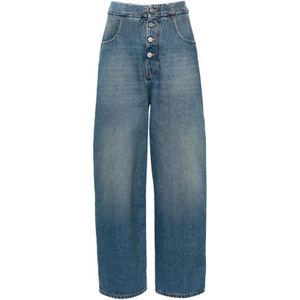 MM6 Maison Margiela, Jeans, Dames, Blauw, W28, Denim, Heldere Blauwe Denim Wide Leg Jeans