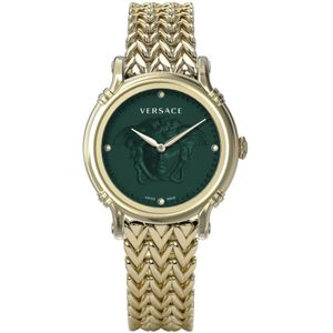 Versace, Accessoires, Dames, Geel, ONE Size, Safety Pin Gem Horloge Roestvrij Staal