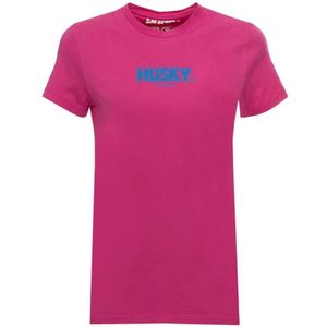 Husky Original, Tops, Dames, Roze, 2Xl, Katoen, Dames Logo Katoenen T-Shirt Korte Mouw