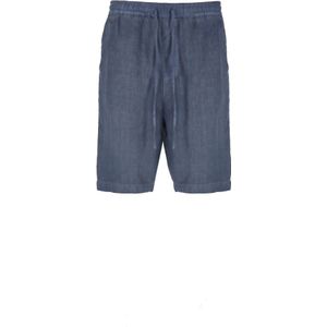 120% Lino, Korte broeken, Heren, Blauw, XL, Linnen, Casual Shorts