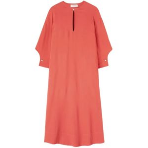 Agnona, Luxe V-Hals Kaftan Jurk Roze, Dames, Maat:XL