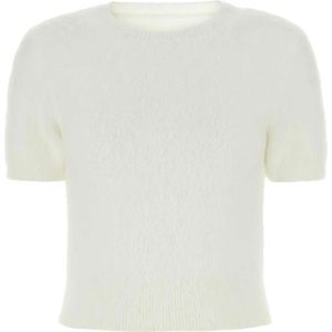 Maison Margiela, Tops, Dames, Wit, M, Nylon, Luxe Ivory Angora Blend Sweater