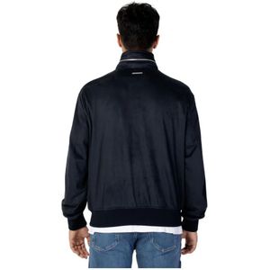 Armani Exchange, Jassen, Heren, Blauw, M, Polyester, Blauwe Blazer met Ritssluiting en Ritszakken