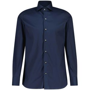 Finamore, Overhemden, Heren, Blauw, M, Casual Shirts