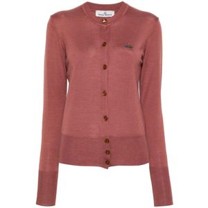 Vivienne Westwood, Truien, Dames, Rood, XS, Wol, Bordeaux Sweater met Orb Logo