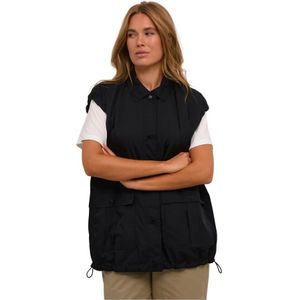 Kaffe, Jassen, Dames, Zwart, 2Xl, Polyester, Oversized Vest met Slimme Zakken