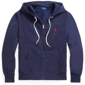 Ralph Lauren, Sweatshirts & Hoodies, Dames, Blauw, M, Katoen, Navy Zip Polo Hoodie - Maat: M, Kleur: Navy