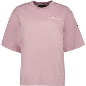 Moncler, Tops, Dames, Roze, XS, Katoen, Logo Oversized Ronde Hals T-shirt
