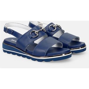 Sangiorgio, Schoenen, Dames, Blauw, 35 EU, Leer, Blauwe Leren Sandalen