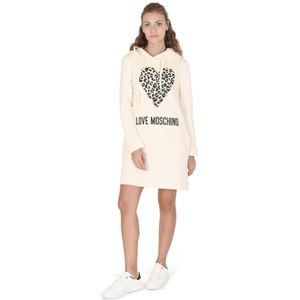 Love Moschino, Crèmekleurige Katoenen Jurk Beige, Dames, Maat:S