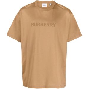 Burberry, Tops, Heren, Beige, XL, Katoen, Bedrukte Crewneck T-shirts en Polos