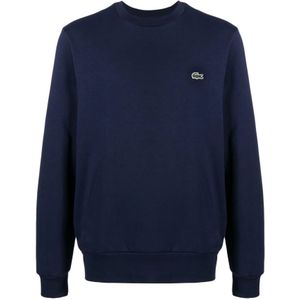 Lacoste, Sweatshirts & Hoodies, Heren, Blauw, XL, Jersey Fleece Crew Neck Sweaters