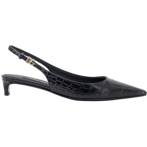 Dolce & Gabbana, Schoenen, Dames, Zwart, 37 1/2 EU, Leer, Zwarte leren pumps met puntige neus