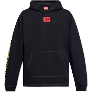Diesel, Sweatshirts & Hoodies, Heren, Zwart, M, Katoen, S-Baxt-Hood-N1 hoodie