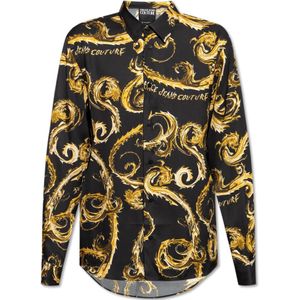 Versace Jeans Couture, Overhemden, Heren, Veelkleurig, XL, Leer, Gestreept overhemd