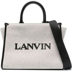 Lanvin, Tassen, Dames, Grijs, ONE Size, Katoen, Tote Bags