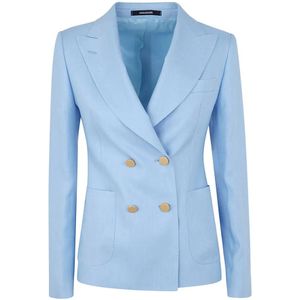 Tagliatore, Stijlvolle Double Breasted Blazer en Shorts Set Blauw, Dames, Maat:M