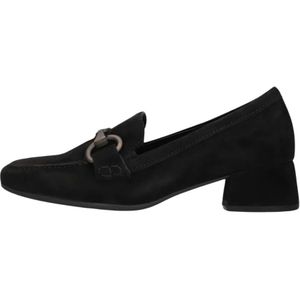 Gabor, Schoenen, Dames, Zwart, 39 EU, Leer, Zwarte Loafers met Blokhak