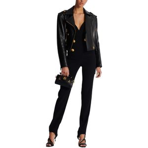 Balmain, Jumpsuits & Playsuits, Dames, Zwart, S, Crepe op maat gemaakte jumpsuit