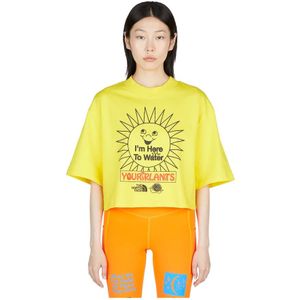 The North Face, Tops, Dames, Geel, M, Katoen, Grafisch Bedrukte Crop T-shirt