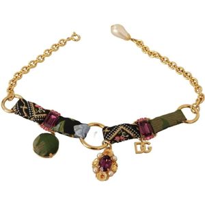 Dolce & Gabbana, Accessoires, Dames, Geel, ONE Size, Multicolor Kristal Hanger Ketting
