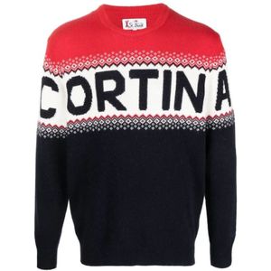 MC2 Saint Barth, Cortina Fair Isle Gebreide Trui Zwart, Heren, Maat:M